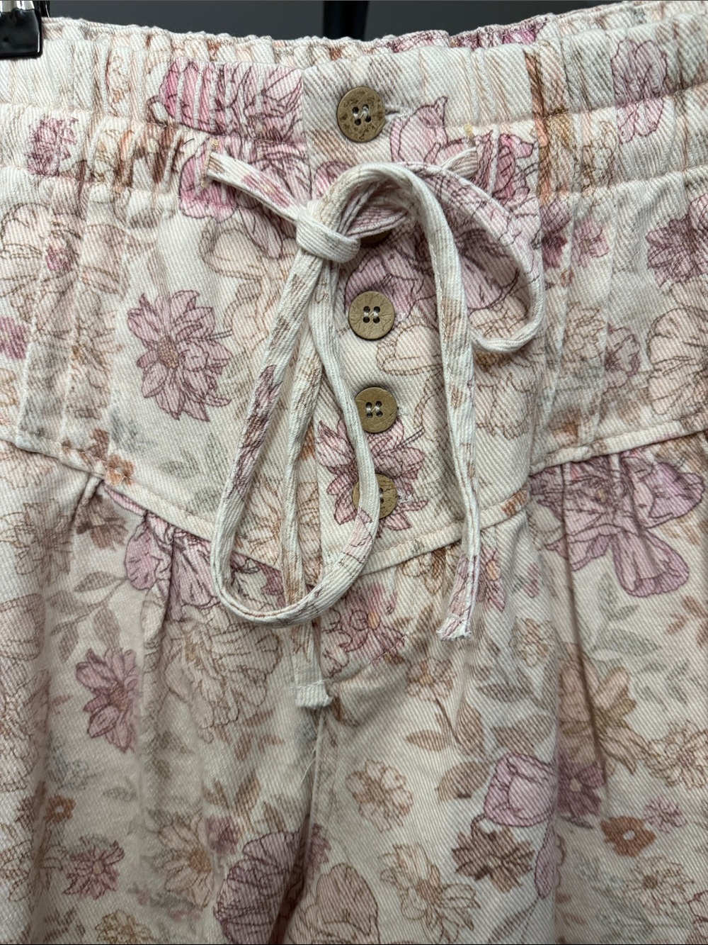 Floral Drawstring Elastic Waist Women's Shorts - Pink Floral - Picture 5 of 5